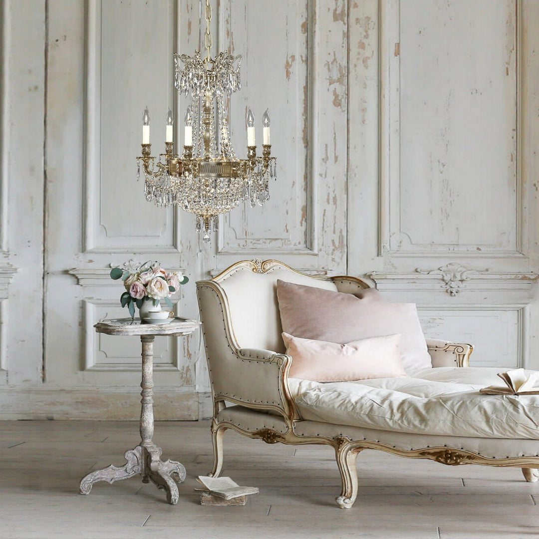 American Brass & Crystal Valencia CH8141-P-12G-PI Chandelier Light - Polished Brass with Black Inlay