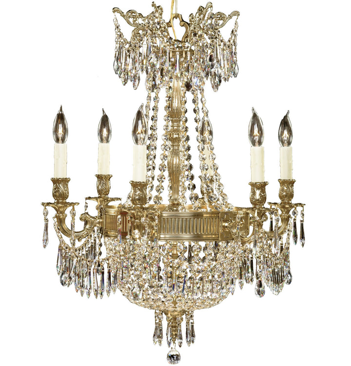 American Brass & Crystal Valencia CH8141-P-12G-PI Chandelier Light - Polished Brass with Black Inlay