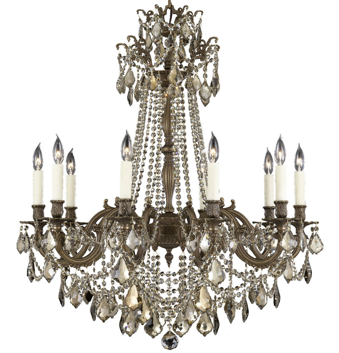 American Brass & Crystal Biella CH9258-ATK-21S-PI Chandelier Light - Palace Bronze