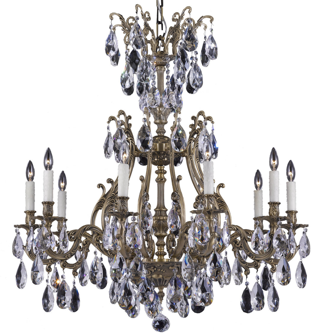 American Brass & Crystal Chateau CH9634-O-02G-PI Chandelier Light - Antique Black Glossy