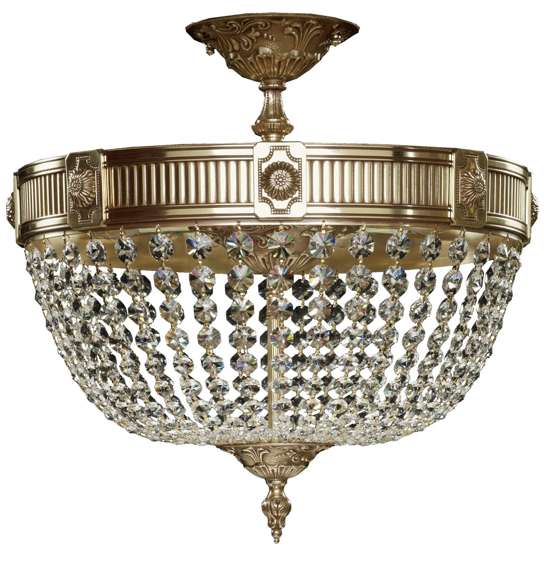 American Brass & Crystal Valencia FM8002-P-01G Ceiling Light - Polished Brass w/Umber Inlay