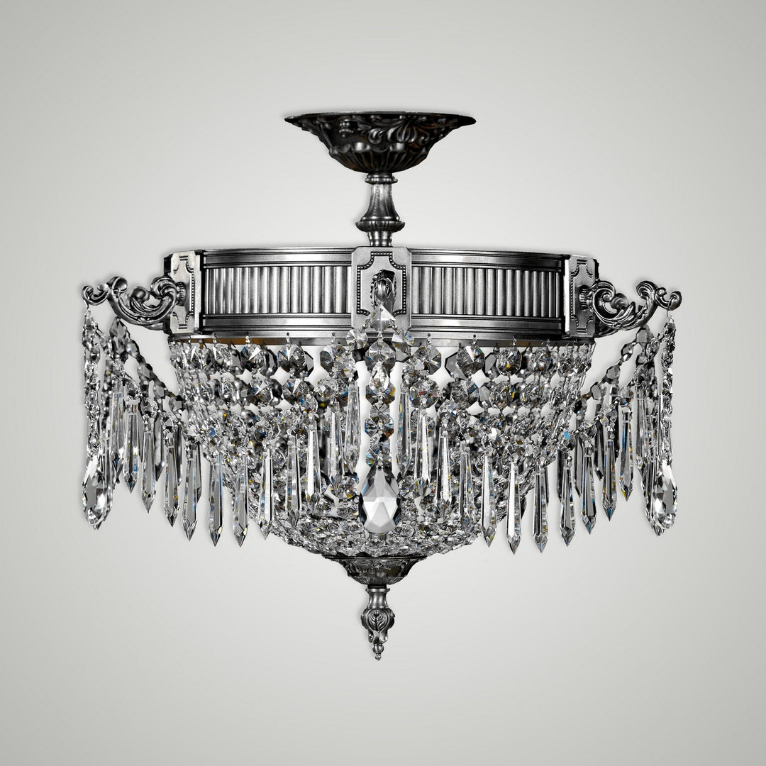 American Brass & Crystal Valencia FM8011-P-10G Ceiling Light - Antique Silver