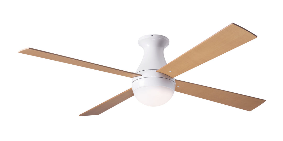 Modern Fan Company Ball Flush BAL-FM-GW-52-MP-652-002 Ceiling Fan 52 - Gloss White, Maple/