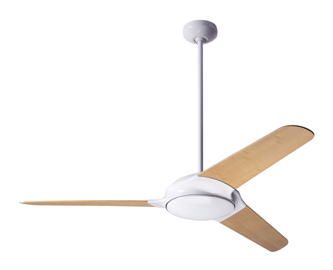 Modern Fan Company Flow FLO-GW-52-BB-NL-001 Ceiling Fan 52 - Gloss White, Bamboo/