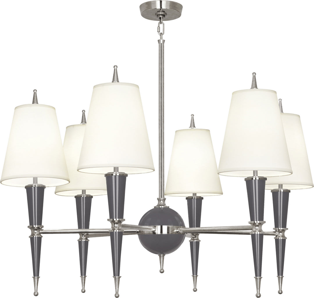 Robert Abbey Jonathan Adler Versailles A604X Chandelier Light - Ash Lacquered Paint w/Polished Nickel