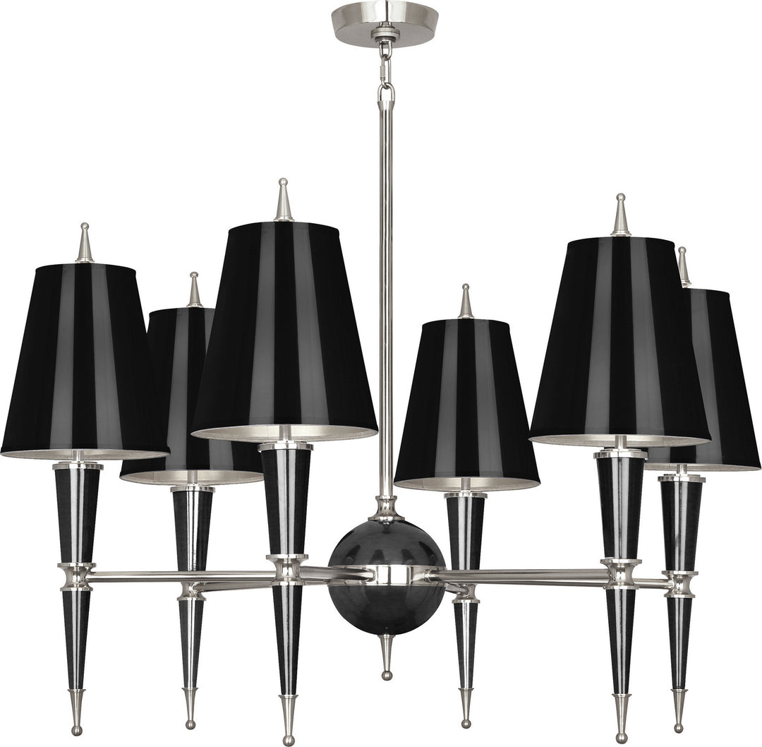 Robert Abbey Jonathan Adler Versailles B604 Chandelier Light - Black Lacquered Paint w/Polished Nickel