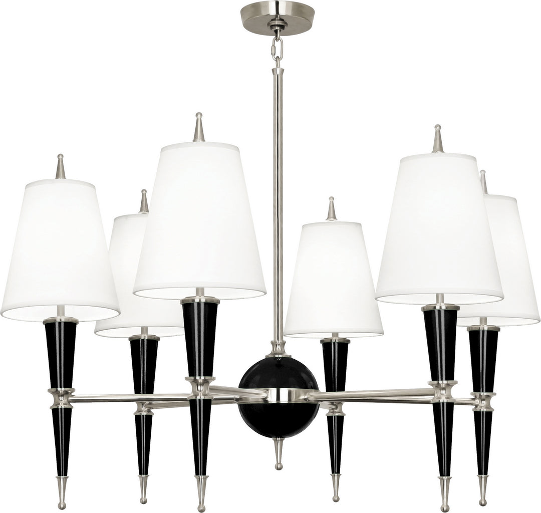 Robert Abbey Jonathan Adler Versailles B604X Chandelier Light - Black Lacquered Paint w/Polished Nickel