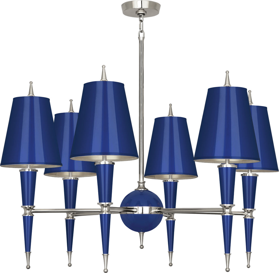 Robert Abbey Jonathan Adler Versailles C604 Chandelier Light - Navy Lacquered Paint w/Polished Nickel