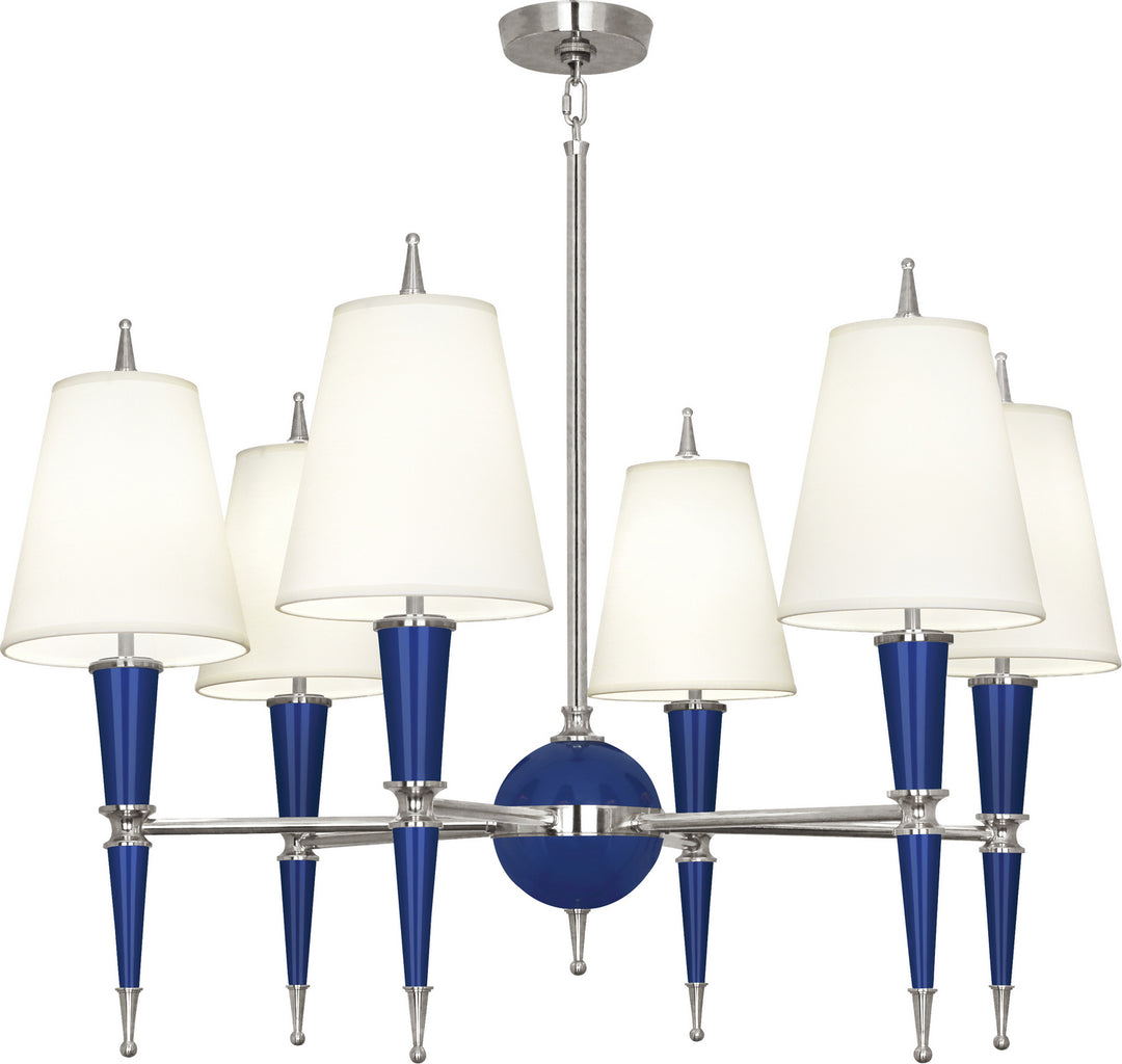 Robert Abbey Jonathan Adler Versailles C604X Chandelier Light - Navy Lacquered Paint w/Polished Nickel