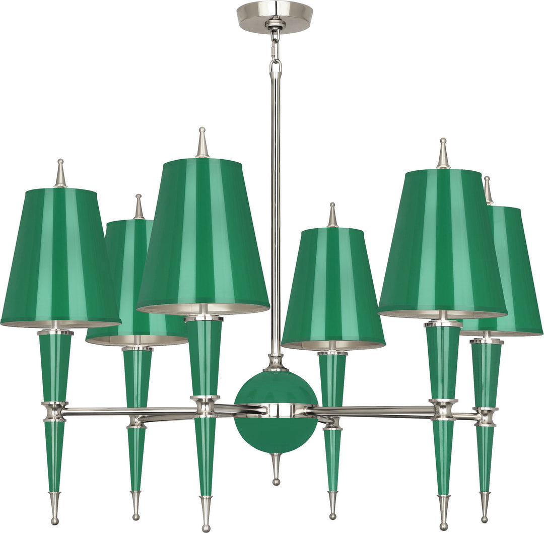 Robert Abbey Jonathan Adler Versailles G604 Chandelier Light - Emerald Lacquered Paint w/Polished Nickel