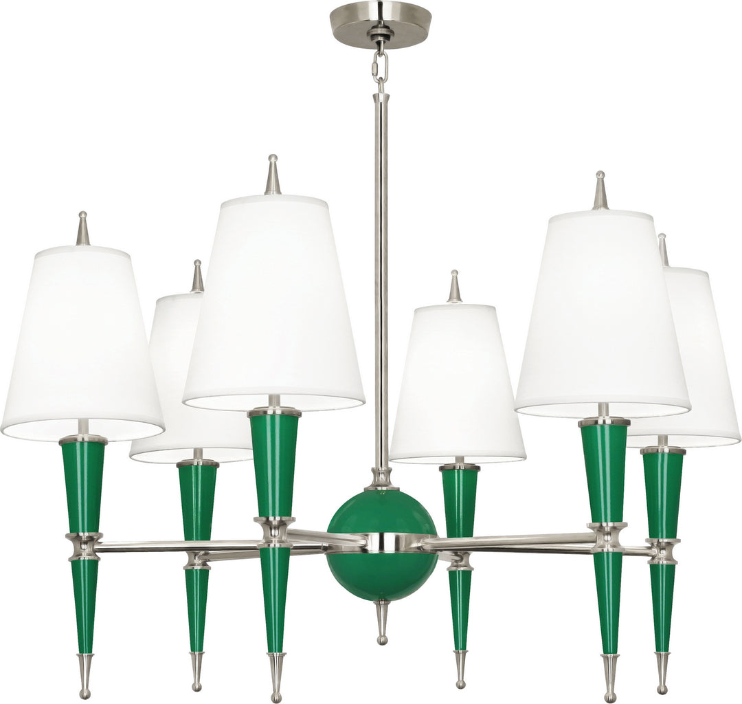 Robert Abbey Jonathan Adler Versailles G604X Chandelier Light - Emerald Lacquered Paint w/Polished Nickel