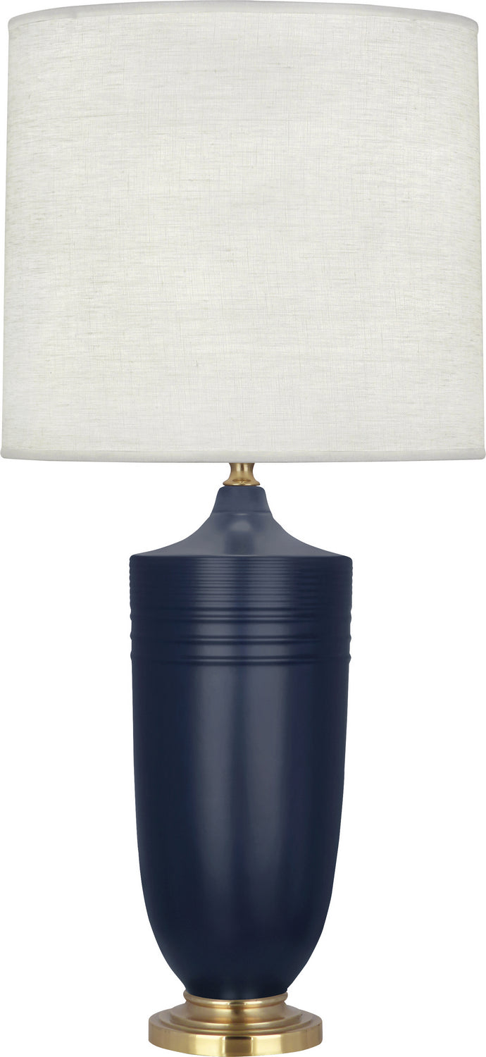 Robert Abbey Lighting MMB27 Michael Berman Hadrian Lamp Matte Midnight Blue Glazed And Modern Brass