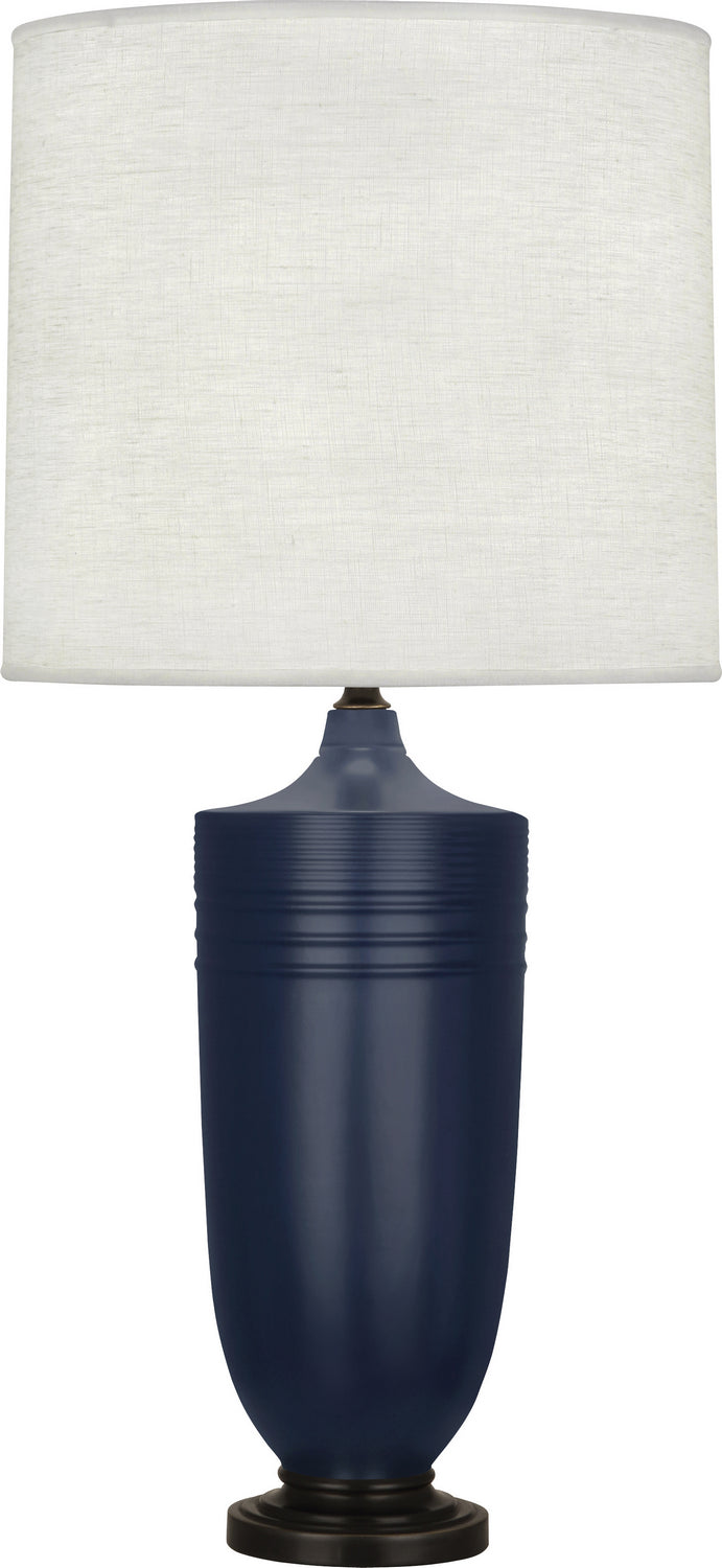 Robert Abbey Lighting MMB28 Michael Berman Hadrian Lamp Matte Midnight Blue Glazed And Deep Patina Bronze