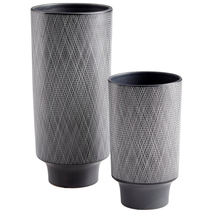 Cyan 09001 Vases & Planters - Matt Grey And White
