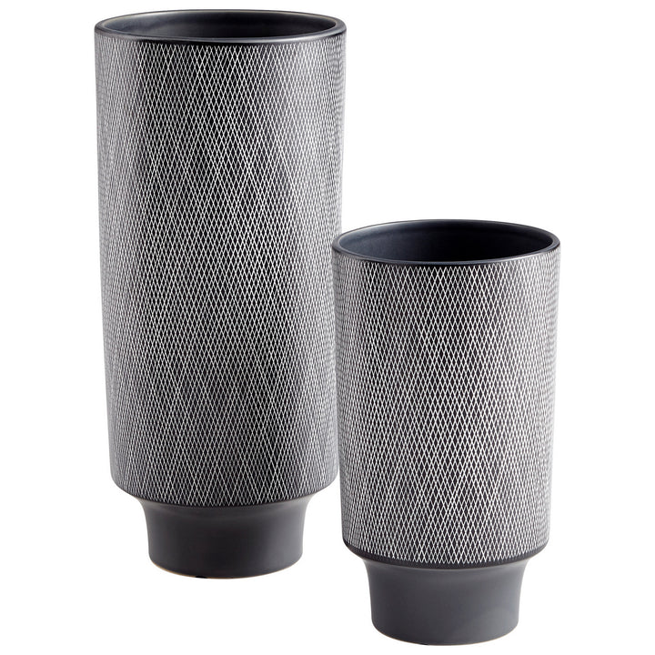 Cyan 09001 Vases & Planters - Matt Grey And White