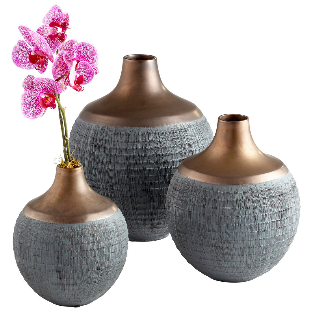 Cyan 09006 Vases & Planters - Charcoal Grey And Bronze