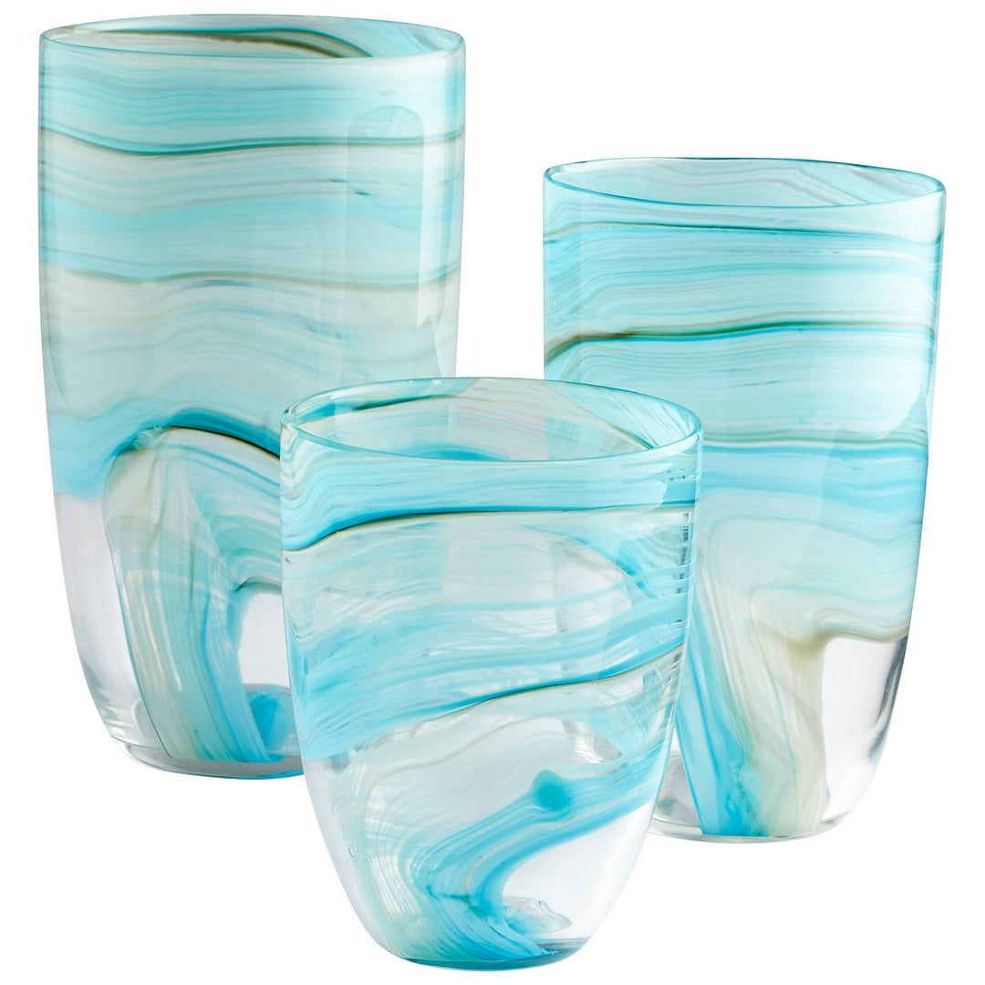 Cyan 09451 Vases & Planters - Sky Blue And White