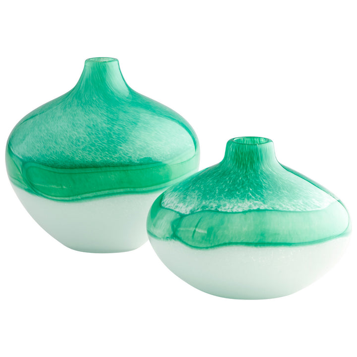 Cyan 09519 Vases & Planters - Turquoise/White