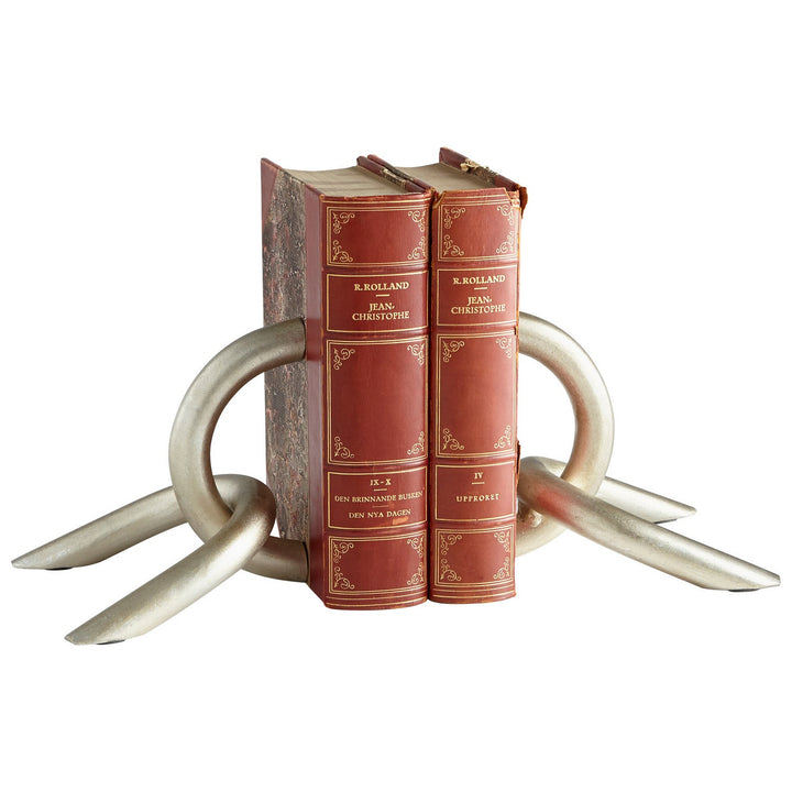 Cyan 09581 Bookends - Antique Silver Leaf