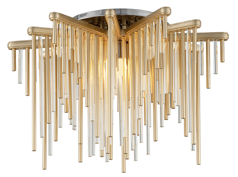 Corbett Theory 238-31 Ceiling Light - Gold Leaf W Polished Stainless