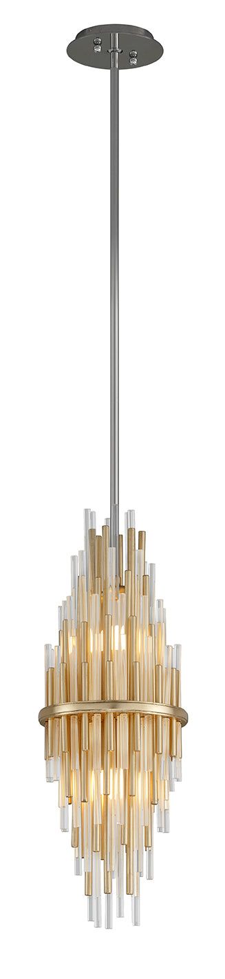 Corbett Theory 238-41 Pendant Light - Gold Leaf W Polished Stainless