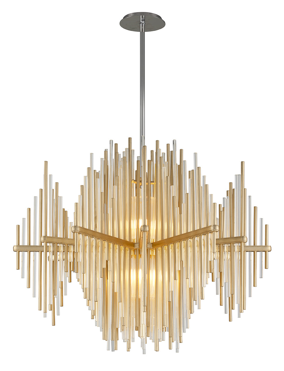 Corbett Theory 238-43 Chandelier Light - Gold Leaf W Polished Stainless