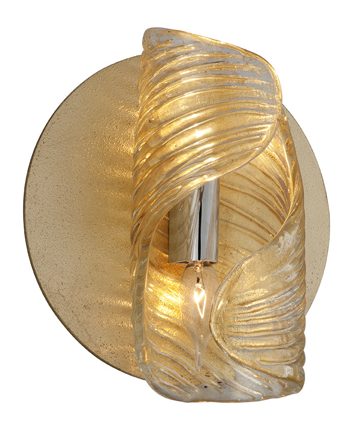 Corbett Flaunt 246-12 Wall Sconce Light - Gold Leaf W Polished Stainless