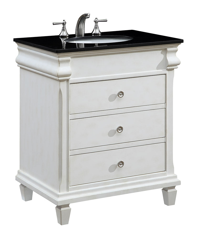 Elegant Lighting VF-1021 Hampton Single Bathroom Vanity Set Plumbing White