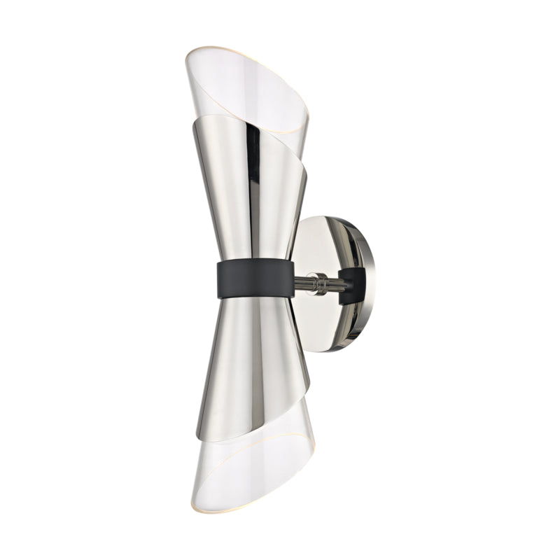 Mitzi Angie H130102-PN/BK Wall Sconce Light - Polished Nickel/Black