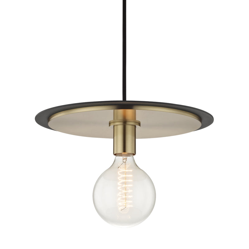 Mitzi Milo H137701L-AGB/BK Pendant Light - Aged Brass/Black