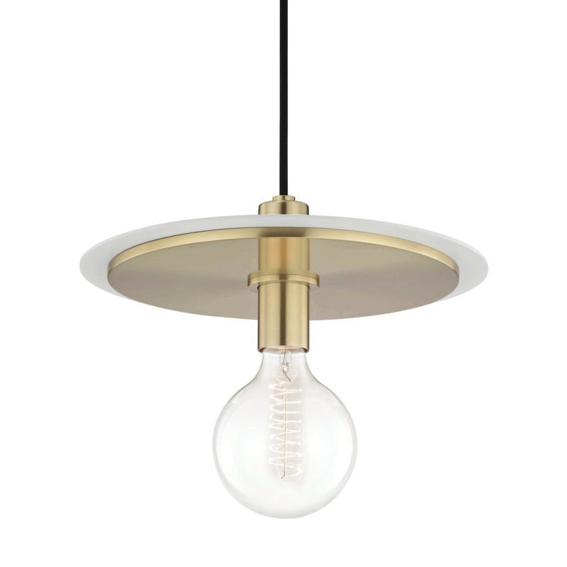 Mitzi Milo H137701L-AGB/WH Pendant Light - Aged Brass/Soft Off White