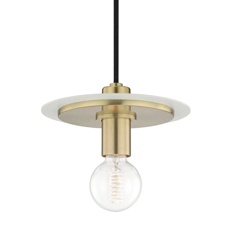 Mitzi Milo H137701S-AGB/WH Pendant Light - Aged Brass/Soft Off White