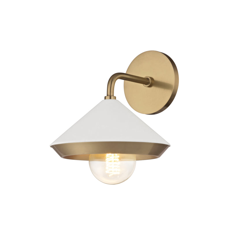 Mitzi Marnie H139101-AGB/WH Wall Sconce Light - Aged Brass/Soft Off White