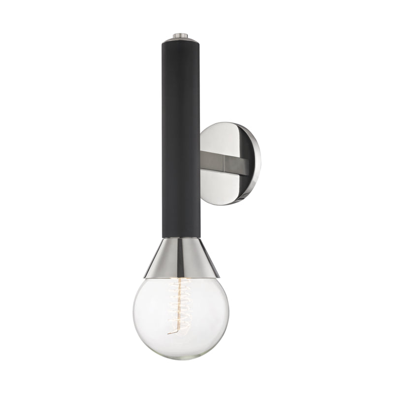 Mitzi Via H169101-PN/BK Wall Sconce Light - Polished Nickel/Black