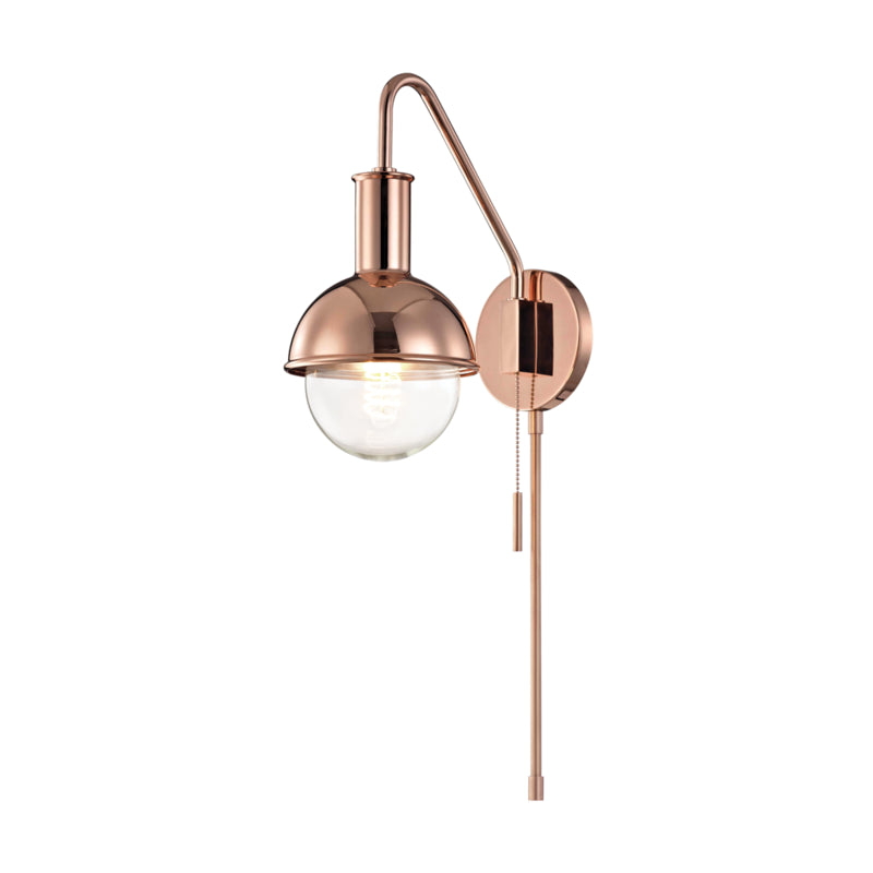Mitzi Lighting HL111101-POC Riley One Light Wall Sconce With Plug Lamp Copper/Antique/Verde