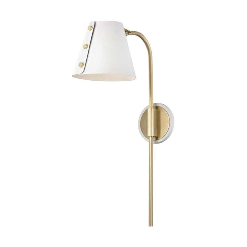 Mitzi Lighting HL174201-AGB/WH Modern Meta Lamp Aged Brass/Soft Off White