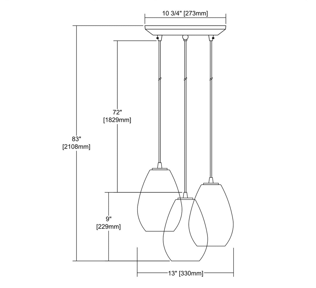Elk Lagoon 10760/3 Pendant Light - Satin Nickel