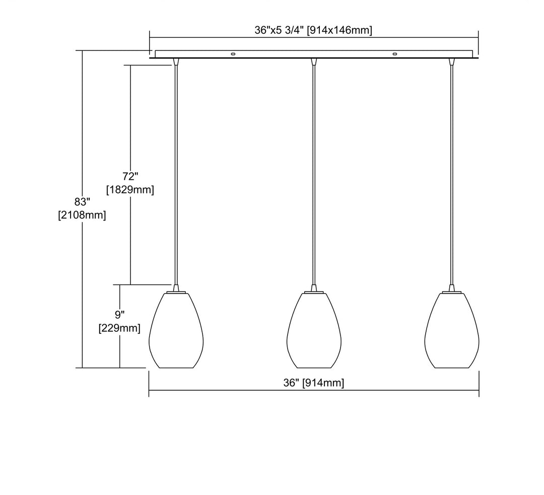 Elk Lagoon 10760/3LP Pendant Light - Satin Nickel