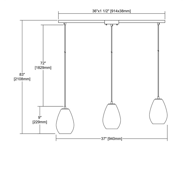 Elk Lagoon 10770/3L Pendant Light - Satin Nickel