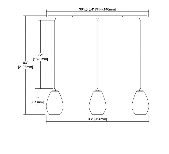 Elk Lagoon 10770/3LP Pendant Light - Satin Nickel