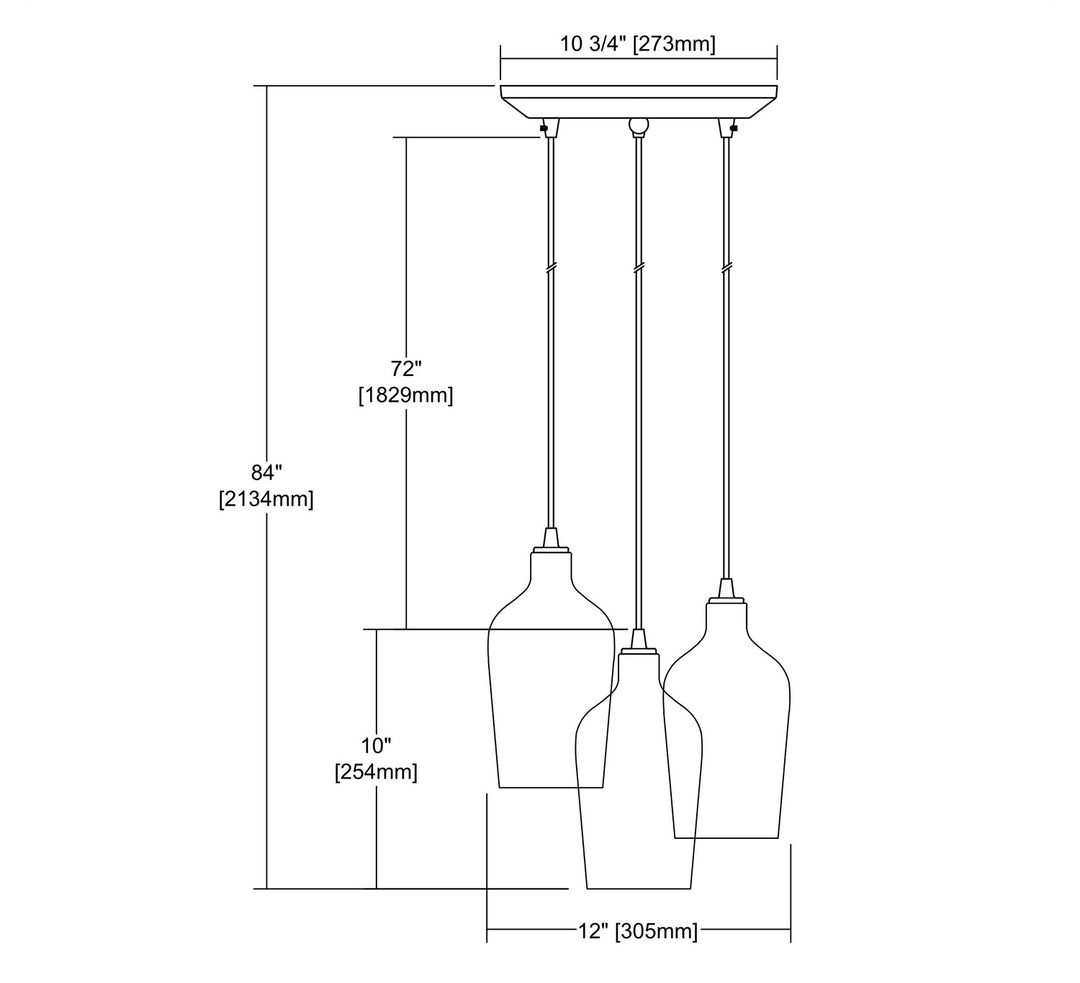 Elk Hammered Glass 10830/3 Pendant Light - Oil Rubbed Bronze