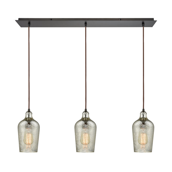 Elk Hammered Glass 10830/3LP Pendant Light - Oil Rubbed Bronze