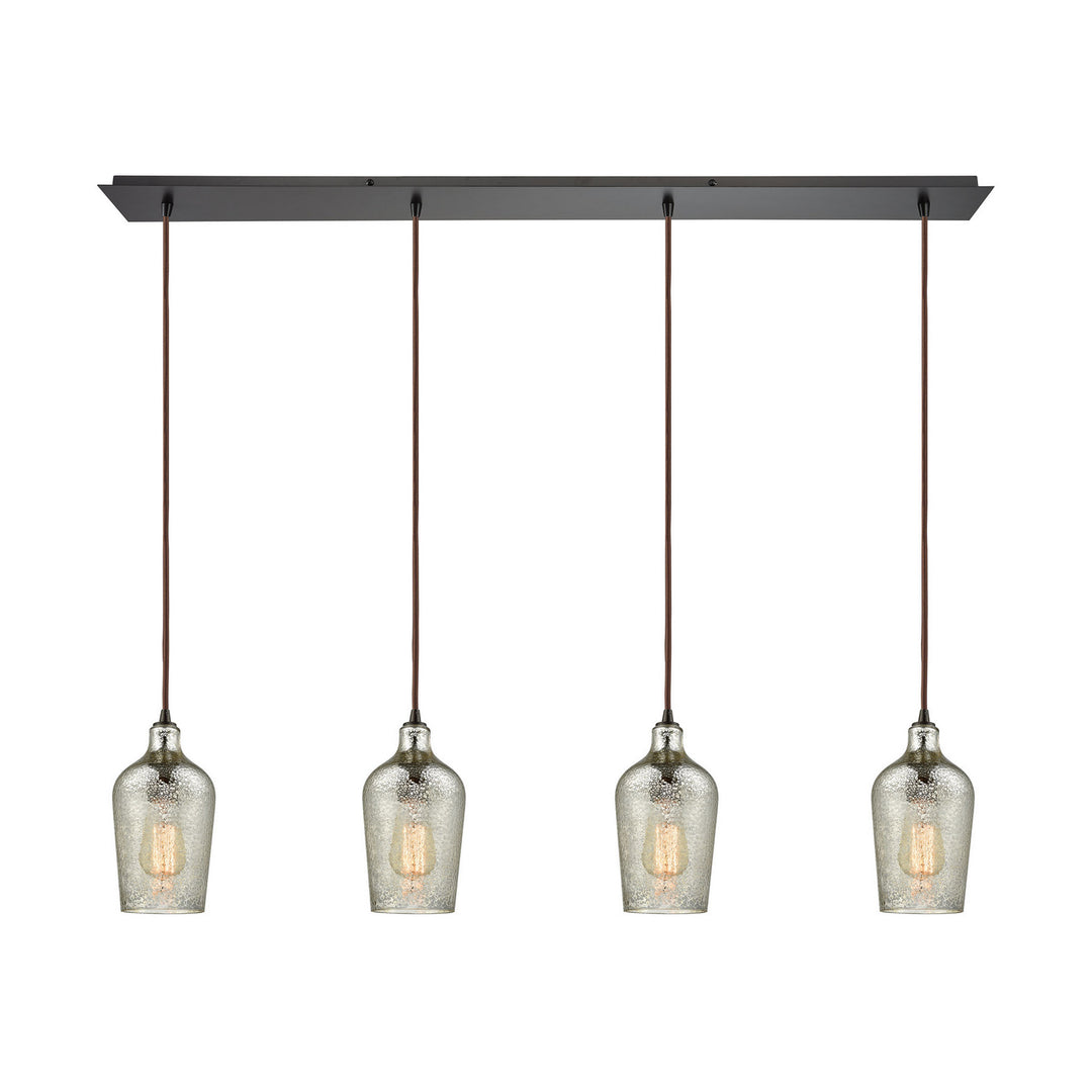 Elk Hammered Glass 10830/4LP Pendant Light - Oil Rubbed Bronze