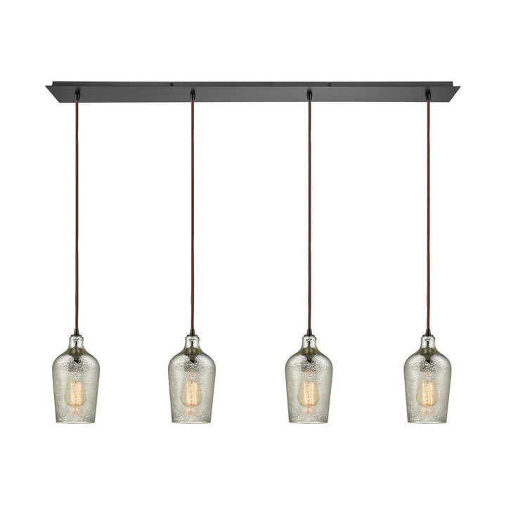 Elk Hammered Glass 10830/4LP Pendant Light - Oil Rubbed Bronze