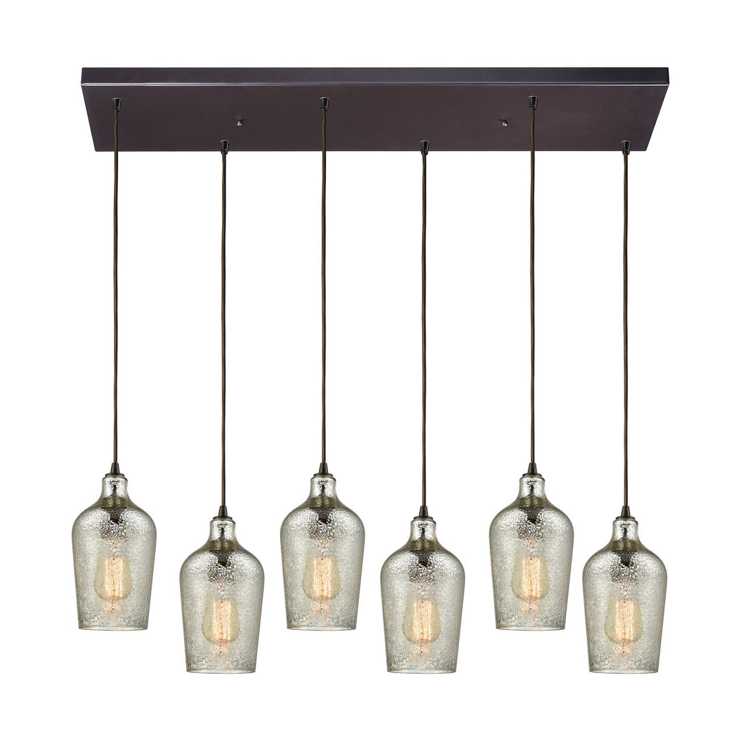 Elk Hammered Glass 10830/6RC Pendant Light - Oil Rubbed Bronze