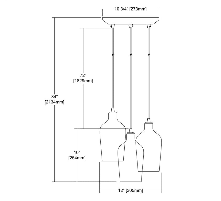 Elk Hammered Glass 10840/3 Pendant Light - Oil Rubbed Bronze