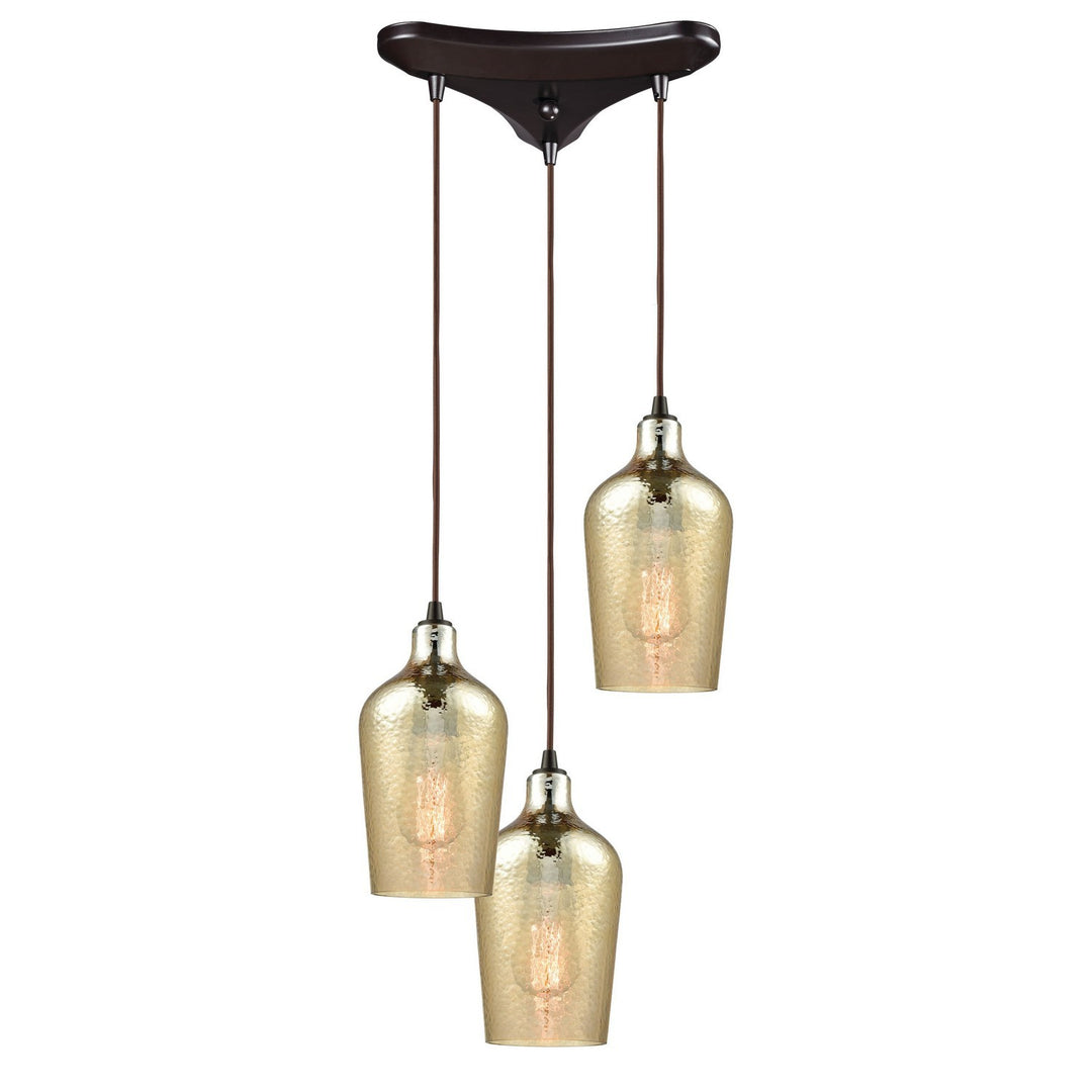 Elk Hammered Glass 10840/3 Pendant Light - Oil Rubbed Bronze