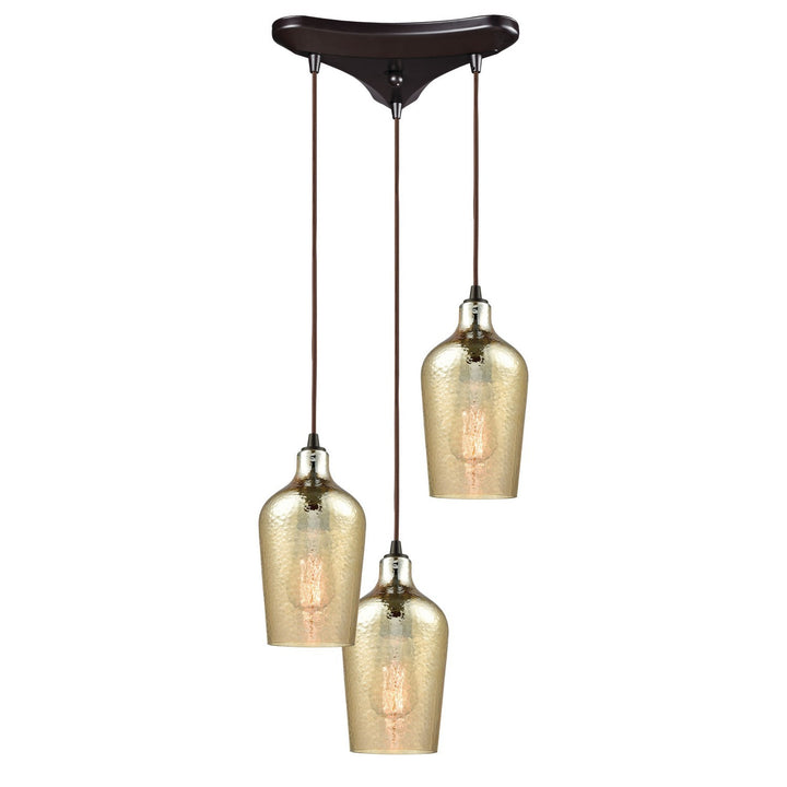 Elk Hammered Glass 10840/3 Pendant Light - Oil Rubbed Bronze