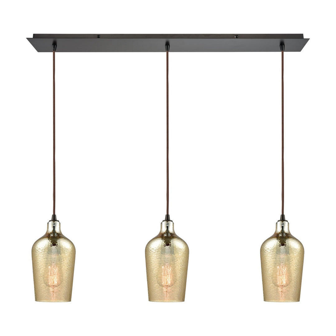 Elk Hammered Glass 10840/3LP Pendant Light - Oil Rubbed Bronze