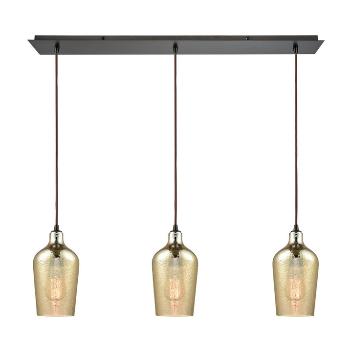 Elk Hammered Glass 10840/3LP Pendant Light - Oil Rubbed Bronze